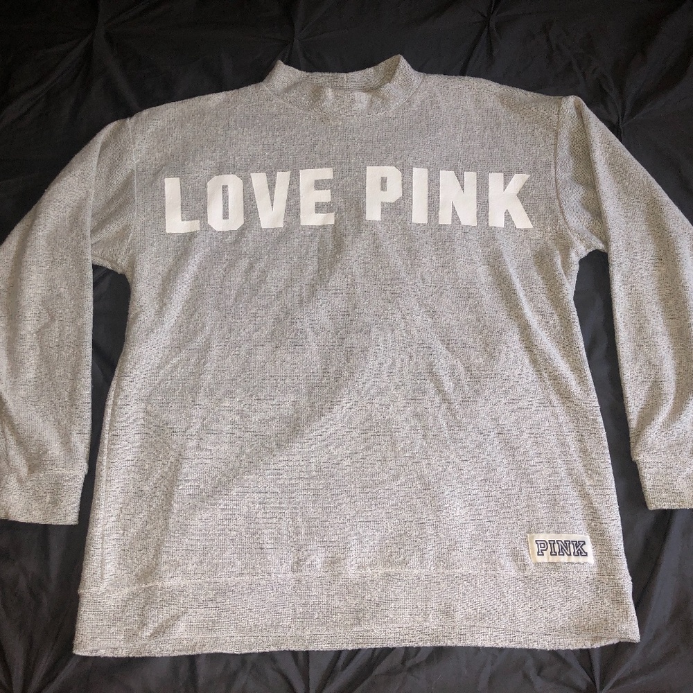 Unworn Victoria's Secret Love Pink Grey Terry Cloth Pullover Sweater Small